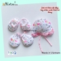 Set  nón cột bèo bé gái - bao  tay  chân  MINTUU  vải  100% Set  nón cột bèo bé gái - bao  tay  chân  MINTUU  vải  100%